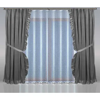 Závěs Závěs, Bonadea komplet 3 ks, tm. šedá, 150 x 250 cm