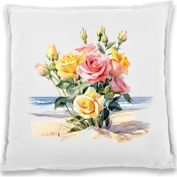 Dekorativní polštářek Polštářek Kytice, Barva Bílá, Velikost 40×40 cm, Canvas Bavlněný polštář Bezvatriko.cz 2132