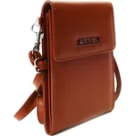 Hnědá kožená klopnová dámská mini kabelka Agota