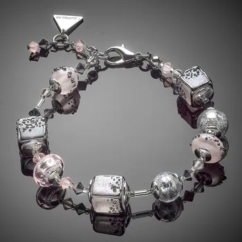 Náramek Lampglas Náramek Delicate Pink z perel Lampglas