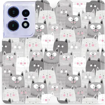 Pouzdro na mobilní telefon Flipové pouzdro Mobiwear - Motorola Edge 50 Pro - M099P Kočičky (Knížkové flip pouzdro, obal, kryt na mobil Motorola Edge 50 Pro - M099P Kočičky, materiál Umělá kůže + TPU - ochrana 360°, stojánek, silikonová vanička, magnetické zavírání)