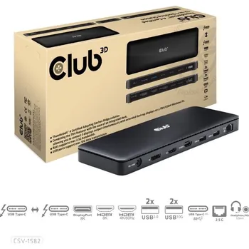 Club3D Dokovací stanice USB-C 12v1, 1xDP, 1xHDMI, 2xUSB-C, 4xUSB, 1xRJ45, černá