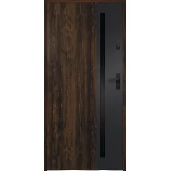 Vchodové dveře Kovové vchodové dveře S68 Arteo 80L ořech otevírání dovnitř
