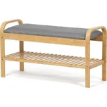 Autronic BOTNÍK/LAVICE - z masivu bambusu v přírodním provedení + šedá látka, bambus