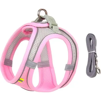 Postroj pro psa Reflexní postroj pro malé psy a kočky s vodítkem Barva: růžová, Velikost: XS 2,5-4 kg