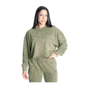 Dámská mikina Better Bodies ACID WASHED SWEATER ACID WASHED GREEN – mikina Better Bodies sepraná zelená Velikost: L