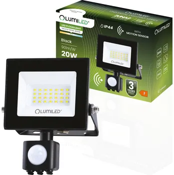 LED reflektor ZUNA2 20W 1800lm 4000K IP44 černý Senzor pohybu LUMILED