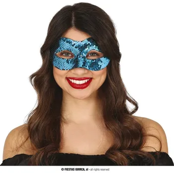 Karnevalová maska Guirca Fiestas Španělsko Modrá flitrová maska