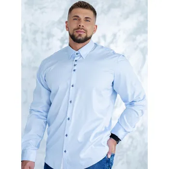 Pánská košile Luxusní pánská modrá košile s tečkami VS-PK-1733, VELIKOST 2XL , STŘIH KOŠILE SLIM FIT