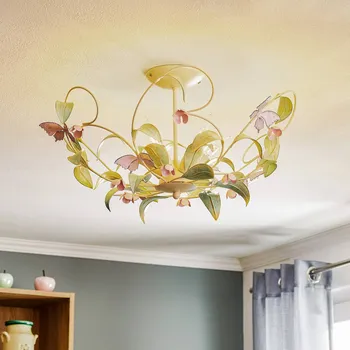 Luminex Stropní světlo BUTTERFLY, krémová/zelená/růžová, nerezová ocel, 5 žárovek krémová, zelená, růžová 5 x 10 W LED - Doprava zdarma