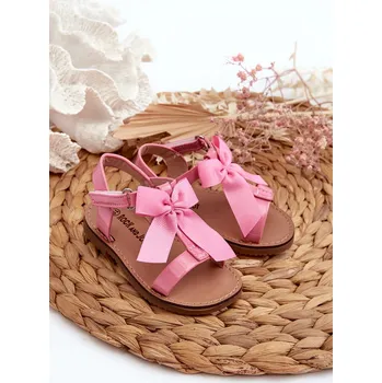 Dívčí sandály Dětské sandálky S Mašlí Na suchý zip Joratia Barva: Růžová, Velikost: 22