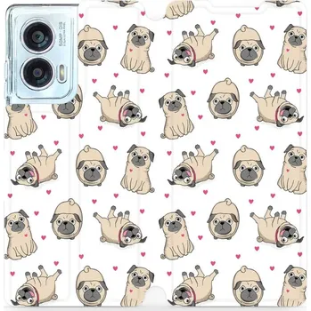 Pouzdro na mobilní telefon Flipové pouzdro Mobiwear - Motorola Edge 50 Fusion - M097P Mopsíci (Knížkové flip pouzdro, obal, kryt na mobil Motorola Edge 50 Fusion - M097P Mopsíci, materiál Umělá kůže + TPU - ochrana 360°, stojánek, silikonová vanička, magnetické zavírání)