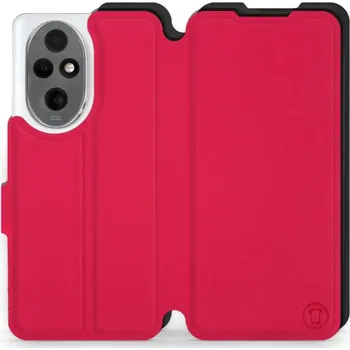 Pouzdro na mobilní telefon Flipové pouzdro Mobiwear Semiš - Honor 200 - Rudé & Černé (Knížkové semišové flip pouzdro, obal, kryt na mobil Honor 200 - Rudé & Černé, materiál semiš + TPU, ochrana 360°, stojánek, silikonová vanička, magnetické zavírání)