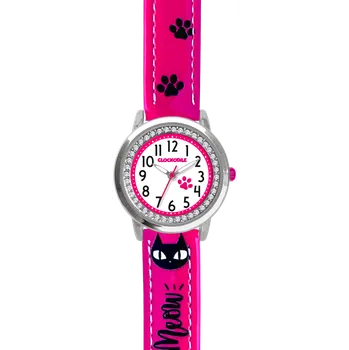 Hodinky CLOCKODILE Náramkové růžové dívčí dětské hodinky KOČKY CWG5192
