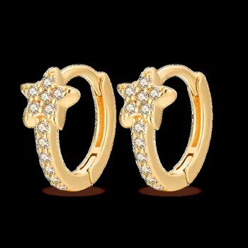 Náušnice Stříbrné dámské/dívčí náušnice se zirkony - kroužky Varianta: PAE089-2 zlatá hvězda