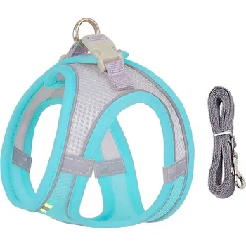 Postroj pro psa Reflexní postroj pro malé psy a kočky s vodítkem Barva: modro zelená, Velikost: L 8-12 kg