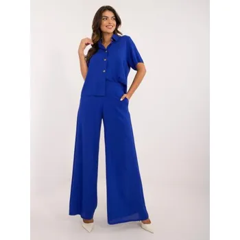 Dámský komplet s krátkou košilí kobaltový