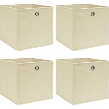 Úložný box Úložné boxy 4 ks krémové 32 x 32 x 32 cm textil IM_288357