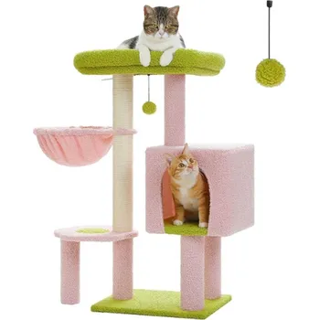 Škrabadlo - KOČIČÍ STROM - čtyřpatrové (černá/růžová) Barva: růžová