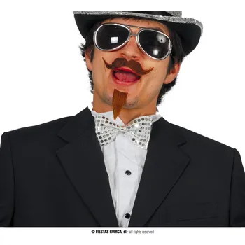 Karnevalový doplněk Guirca Fiestas Španělsko Motýlek flitrový stříbrný 11 cm