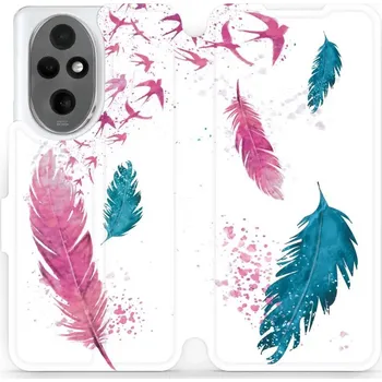 Pouzdro na mobilní telefon Flipové pouzdro Mobiwear - Honor 200 - MR08S Pírka (Knížkové flip pouzdro, obal, kryt na mobil Honor 200 - MR08S Pírka, materiál Umělá kůže + TPU - ochrana 360°, stojánek, silikonová vanička, magnetické zavírání)