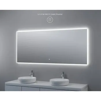Zrcadlo Zrcadlo s LED osvětlením, 1600 x 700 x 30 mm, nastavitelná barva, systém proti zamlžování