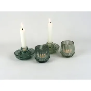 Sklenice Skleněný svícen do zelena, Varianta Starozelený kalíšek