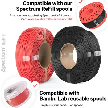 Filament Spectrum 81352 ReFill filament, PET-G Premium, 1kg, 1.75mm, DARK GREY