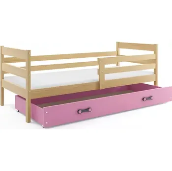 Postel BMS GROUP Dětská postel Eryk - 1 osoba, 90x200 s úložným prostorem – Borovice, Růžová