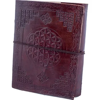 Umělecký papír Kožený zápisník Květ života, ruční výroba, Sittar mini