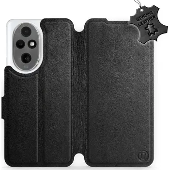 Pouzdro na mobilní telefon Kožené flip pouzdro Mobiwear - Honor 200 - Černé (Kožené knížkové pouzdro, obal, kryt na mobil Honor 200, Černé, materiál Genuine Leather, ochrana 360°, stojánek, silikonová vanička, magnetické zavírání)