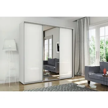 Šatní skříň Prostorná šatní skříň se zrcadlem 278 cm MATEO - bílá