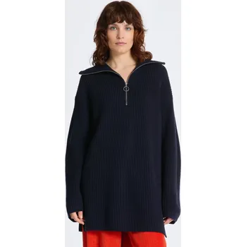 Dámský svetr SVETR GANT WOOL RIBBED HALF ZIP EVENING BLUE