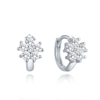 Módní doplněk MINET Stříbrné náušnice kytičky s bílými zirkony JMAD0055SE00