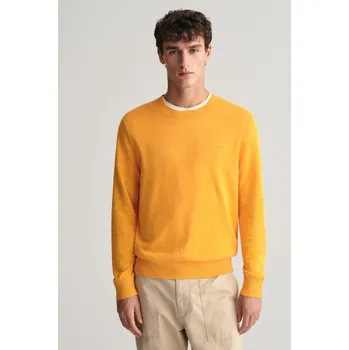 Pánský svetr SVETR GANT COTTON LINEN C-NECK MEDAL YELLOW