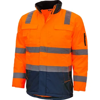 pracovní bunda NITRAS MOTION TEX VIZ – Výstražná bunda parka s vysokou viditelností, neonově oranžová/tmavě modrá Velikost: 3XL