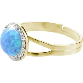 Prsten Pozlacený prsten modrý opál se Swarovski Elements Blue