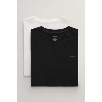 Pánské oblečení SPODNÍ PRÁDLO GANT V-NECK T-SHIRT 2-PACK BLACK / WHITE
