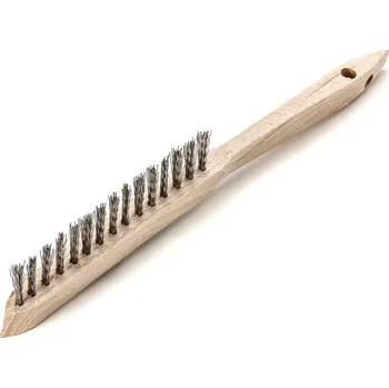 Drátěný kartáč Lessmann 104611 | Ruční kartáč Standard dřevěná rukojeť 1-radová, nerezový drát zvlněný 0,35