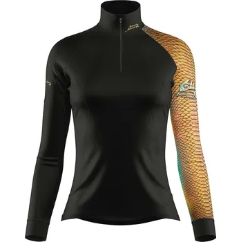 Dámské funkční triko dlouhý rukáv se zipem CROCODILE LADY černá Bamboo Heavy - Hnědá / L