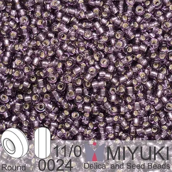Korálek Korálky Miyuki Round 11/0. Barva 0024 Silverlined Amethyst. Balení 5g.
