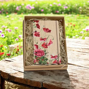 Zápisník art-wood.cz Dřevěný zápisník A6 - vlčí mák