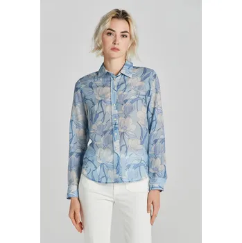 Dámská košile KOŠILE GANT REG MAGNOLIA PRINT COT SILK SHIRT DOVE BLUE