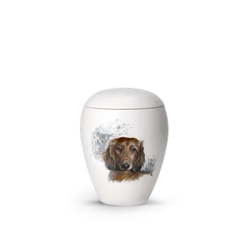 Smuteční dekorace Zvířecí urna Bianco - Jezevčík 0,5l
