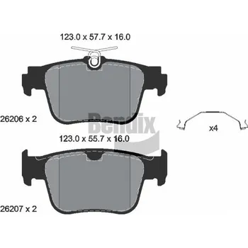 Brzdová destička Sada brzdových destiček, kotoučová brzda BENDIX Braking BPD1664