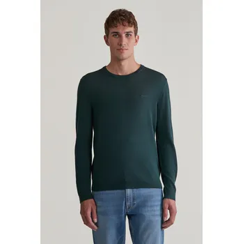 Pánský svetr SVETR GANT EXTRAFINE MERINO WOOL C-NECK TARTAN GREEN