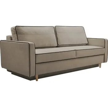 Pohovka FELICITA - pohovka (FASTA)nová látka SVĚTLE HNĚDÁ PAROS 03 / paspulka černá, nohy buk (IZ) (K250) NOVÁ LÁTKA