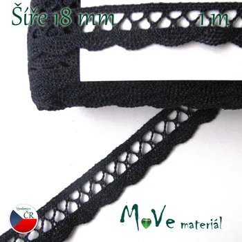 Krajka Krajka bavlněná paličkovaná 18mm, 1m český výrobek