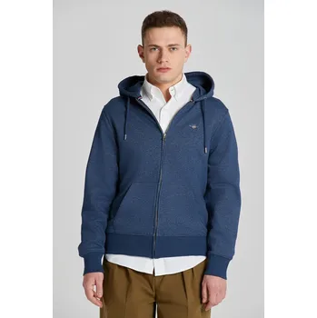 Pánská mikina MIKINA GANT REG SHIELD FULL ZIP HOODIE DARK JEANSBLUE MELANGE