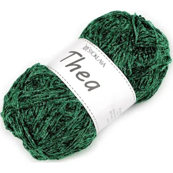 Příze Pletací příze žinylková s lurexem Thea 100 g - 4 zelená stříbrná